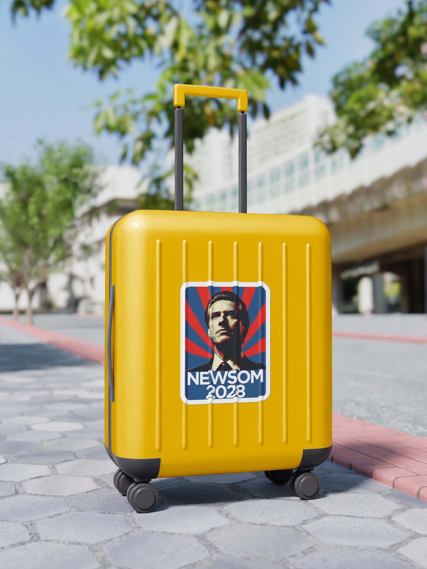 Newsom 2028 Vinyl Sticker – Bold Retro Political Campaign Decal
