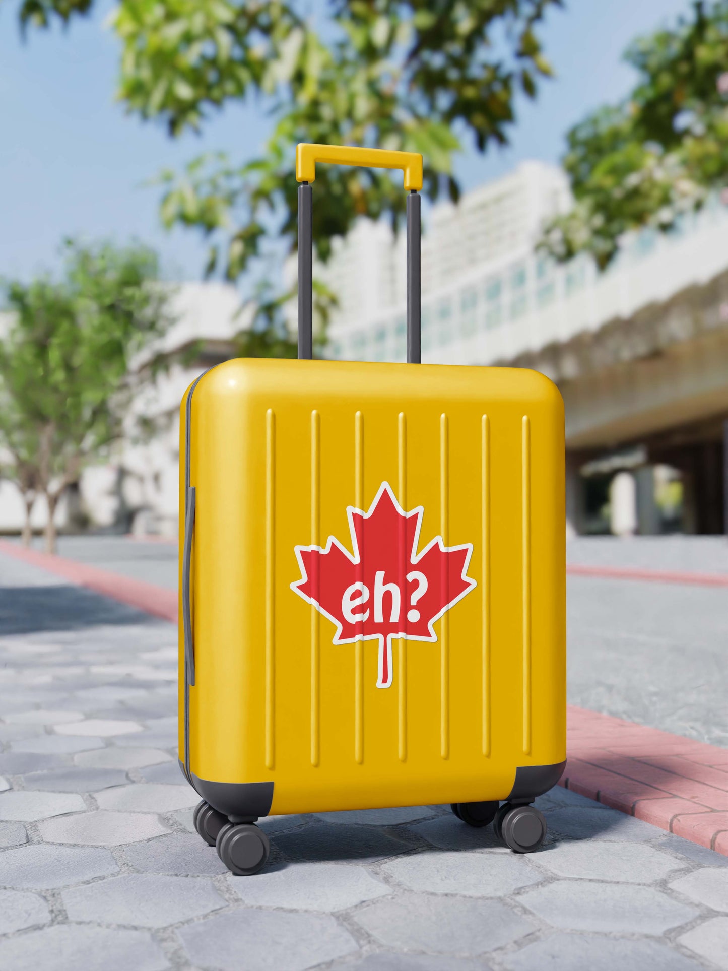 Canadian Maple Leaf “Eh?” Vinyl Sticker – Funny Canada Laptop, Water Bottle, or Car Decal