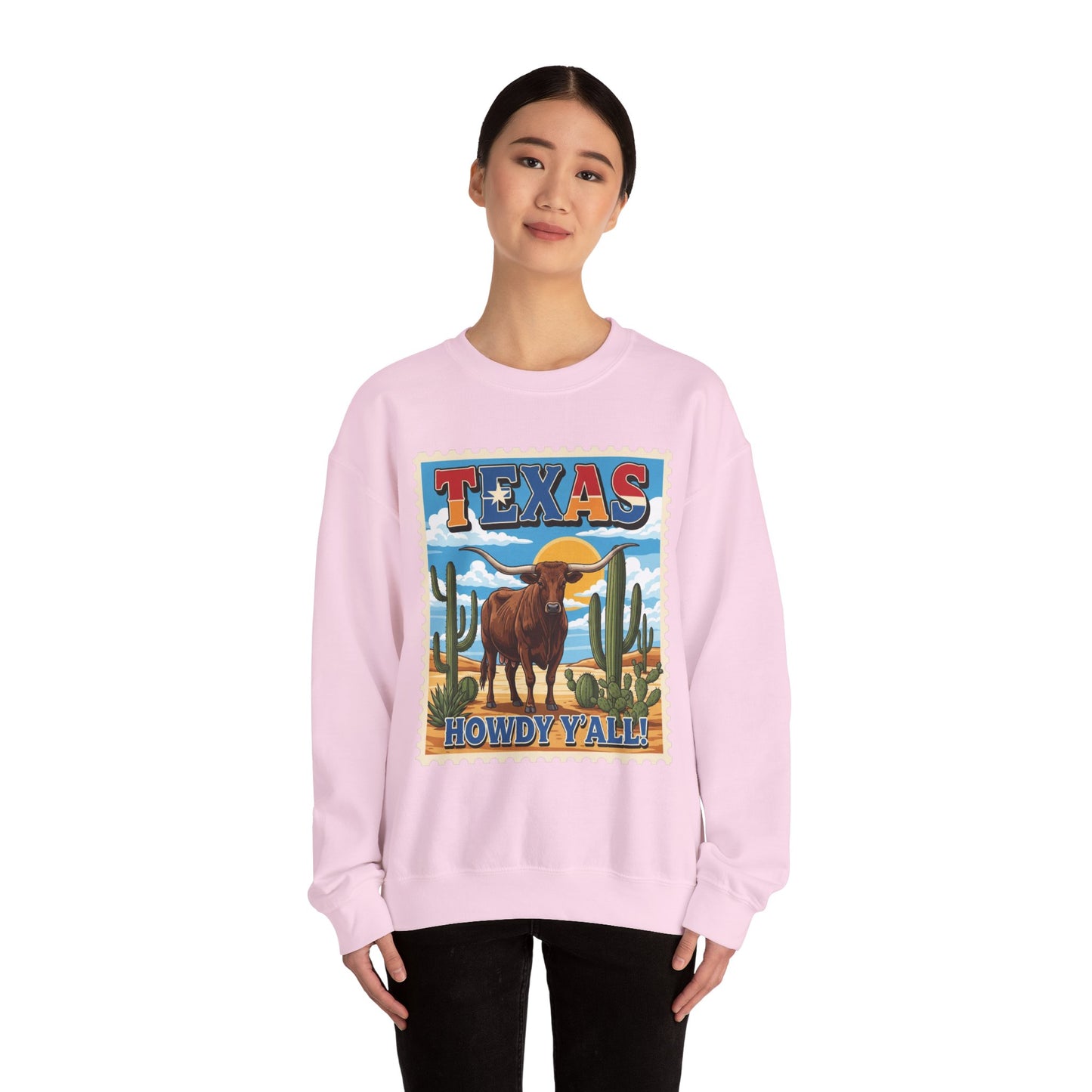 Texas Longhorn Illustration Crewneck Sweatshirt | Howdy Y'all Vintage Western