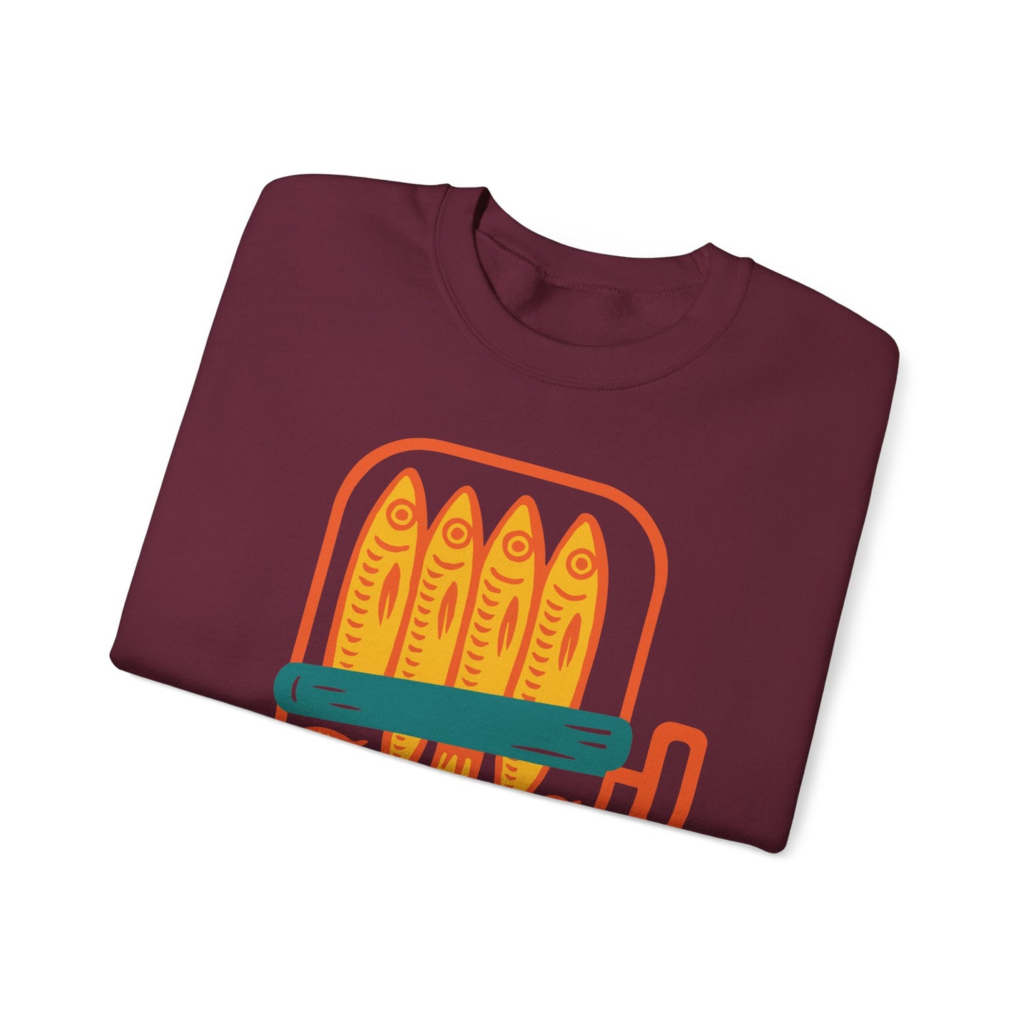 Sardine Can Illustration Sweatshirt | Retro Fish Graphic Crewneck