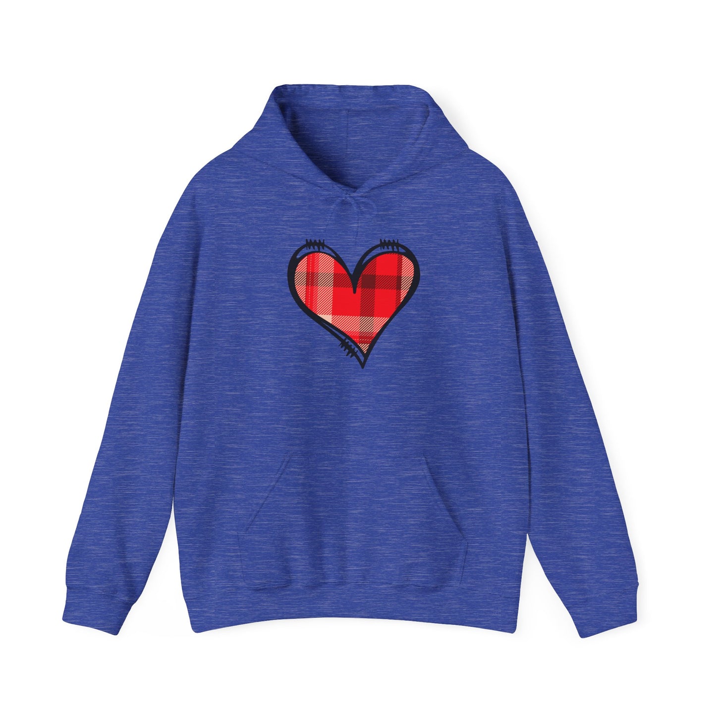 Love Hoodie with Plaid Heart on Front and Bold Love Design on Back