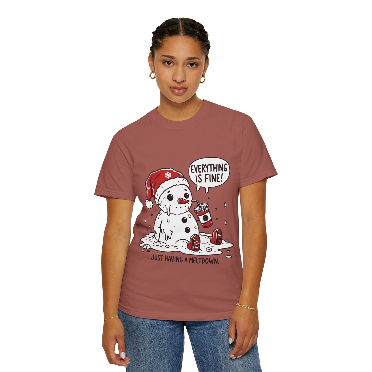 Snowman T-Shirt - "Everything is Fine, I'm Just Having a Meltdown" - Funny Winter Tee