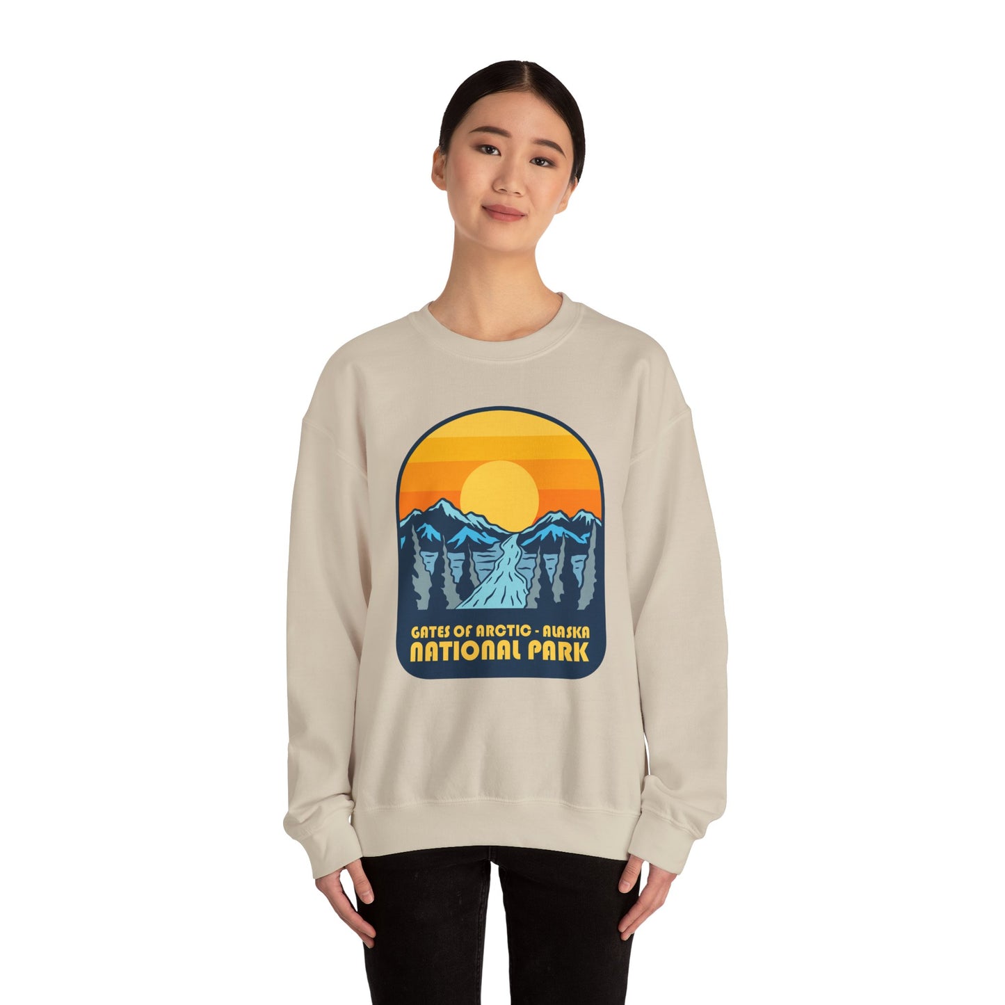 Gates of Arctic Alaska National Park Sunset Crewneck Sweatshirt | Mountain Scenic
