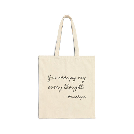 You occupy my every thought tote bag | Script handwriting canvas tote