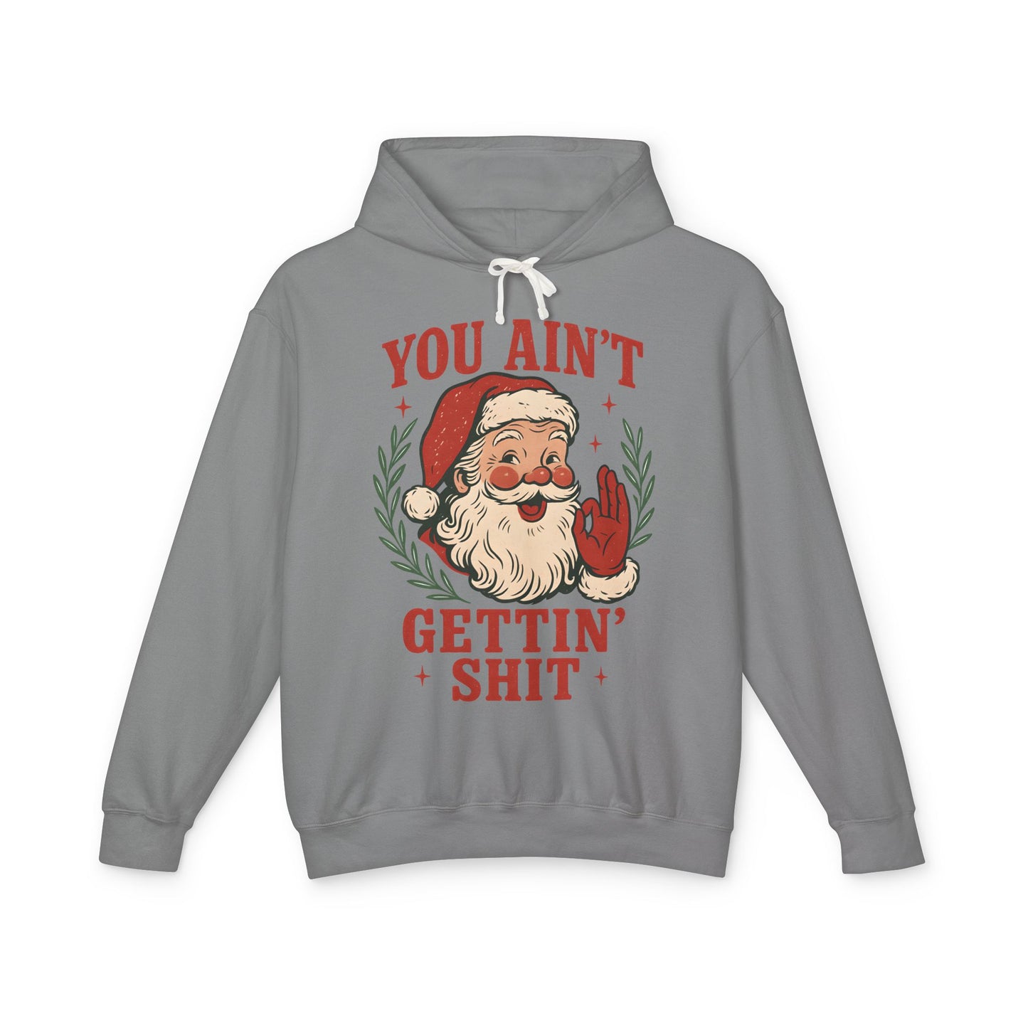 Santa Humor Unisex Lightweight Hooded Sweatshirt