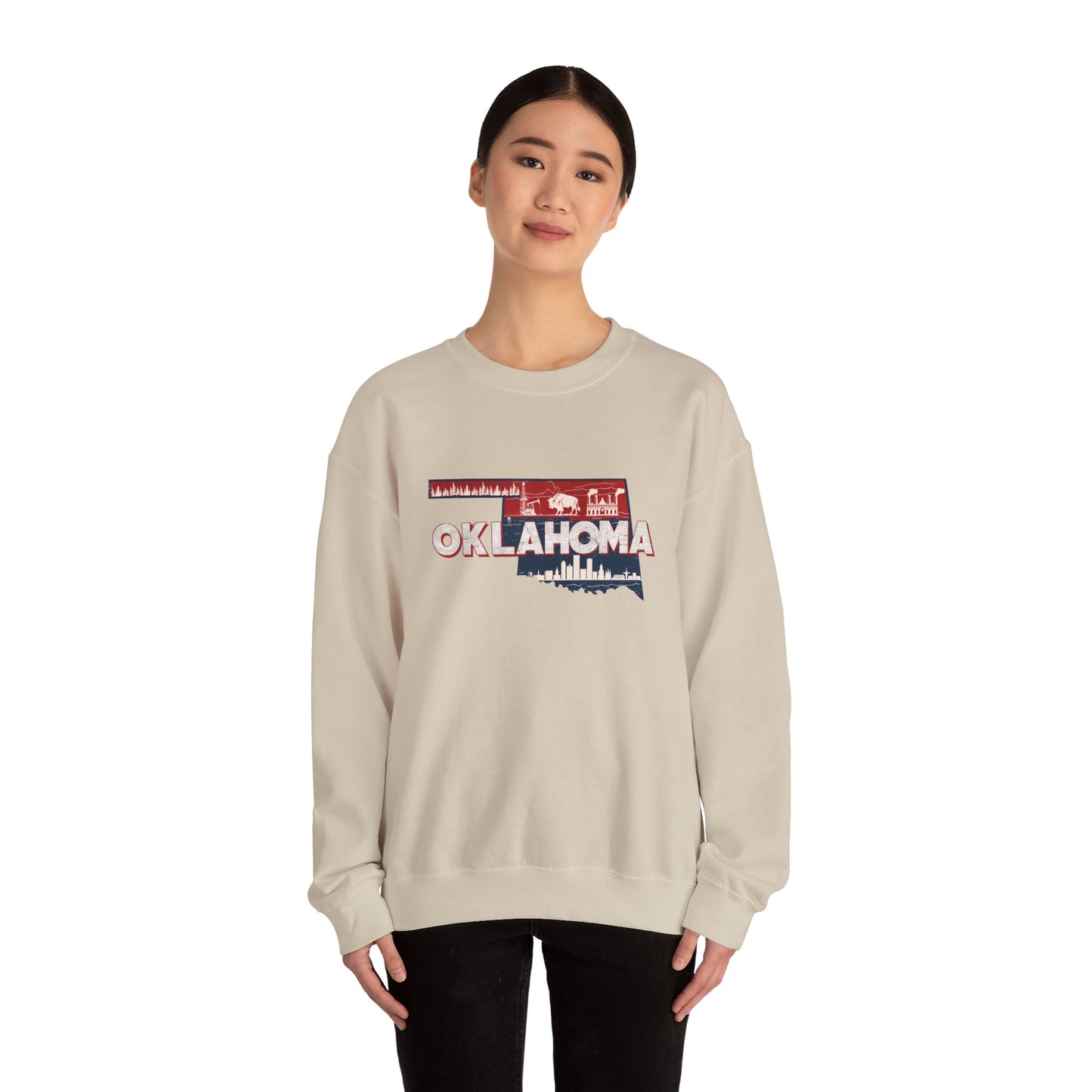 Oklahoma State Shape Skyline Crewneck Sweatshirt