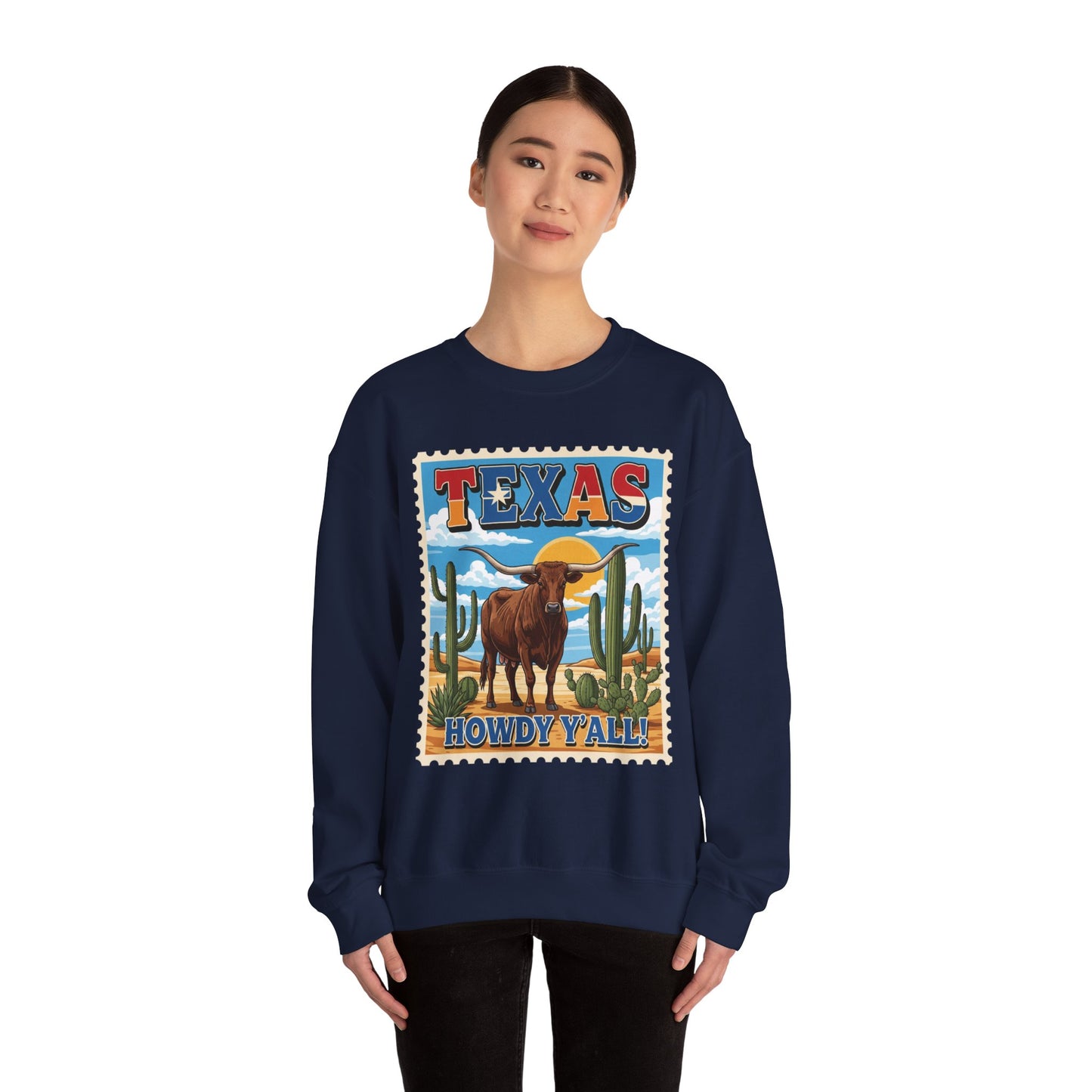 Texas Longhorn Illustration Crewneck Sweatshirt | Howdy Y'all Vintage Western
