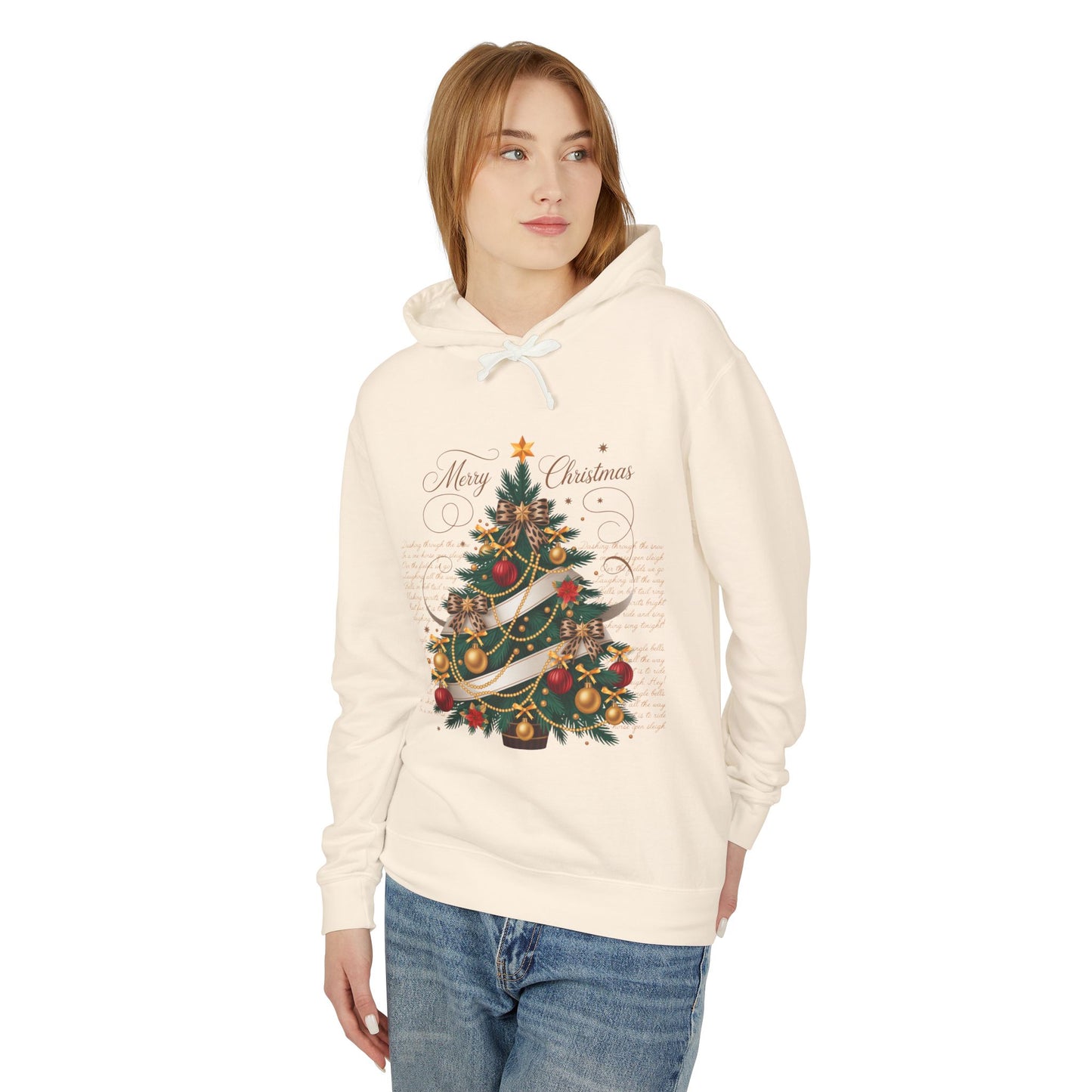 Merry Christmas Unisex Lightweight Hooded Sweatshirt