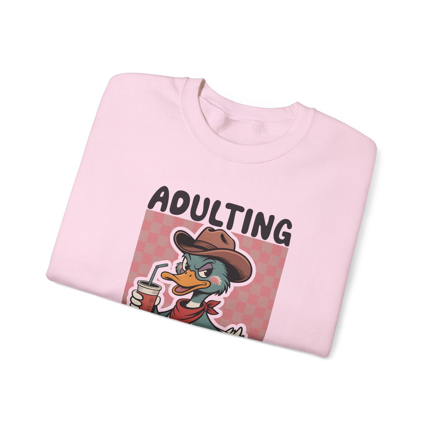 Adulting Is a Scam duck cartoon Sweatshirt | Funny Duck Graphic