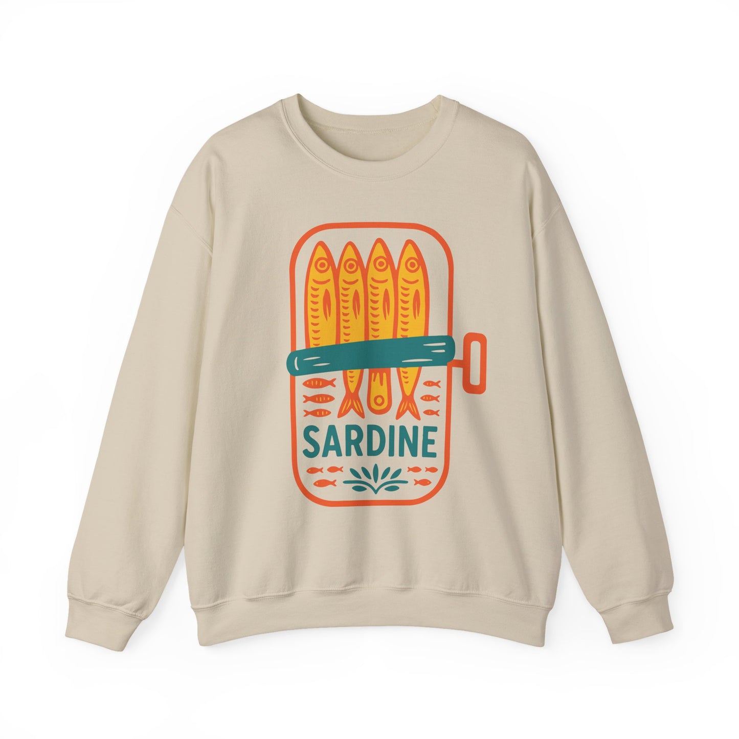 Sardine Can Illustration Sweatshirt | Retro Fish Graphic Crewneck