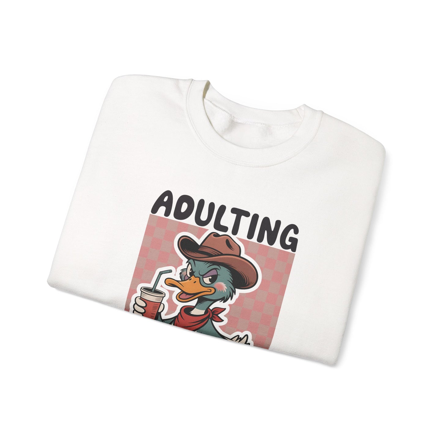 Adulting Is a Scam duck cartoon Sweatshirt | Funny Duck Graphic