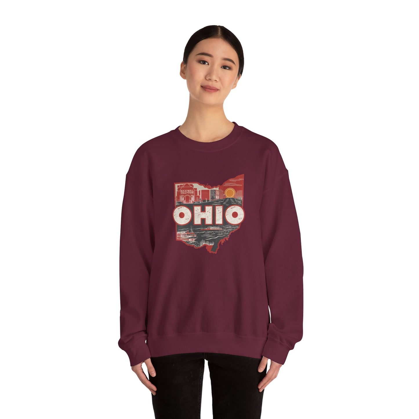 Ohio State Outline Vintage Collage Sweatshirt
