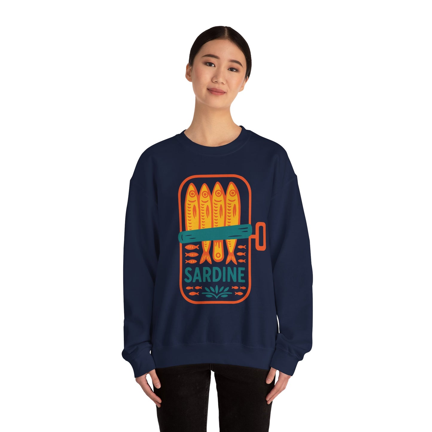 Sardine Can Illustration Sweatshirt | Retro Fish Graphic Crewneck