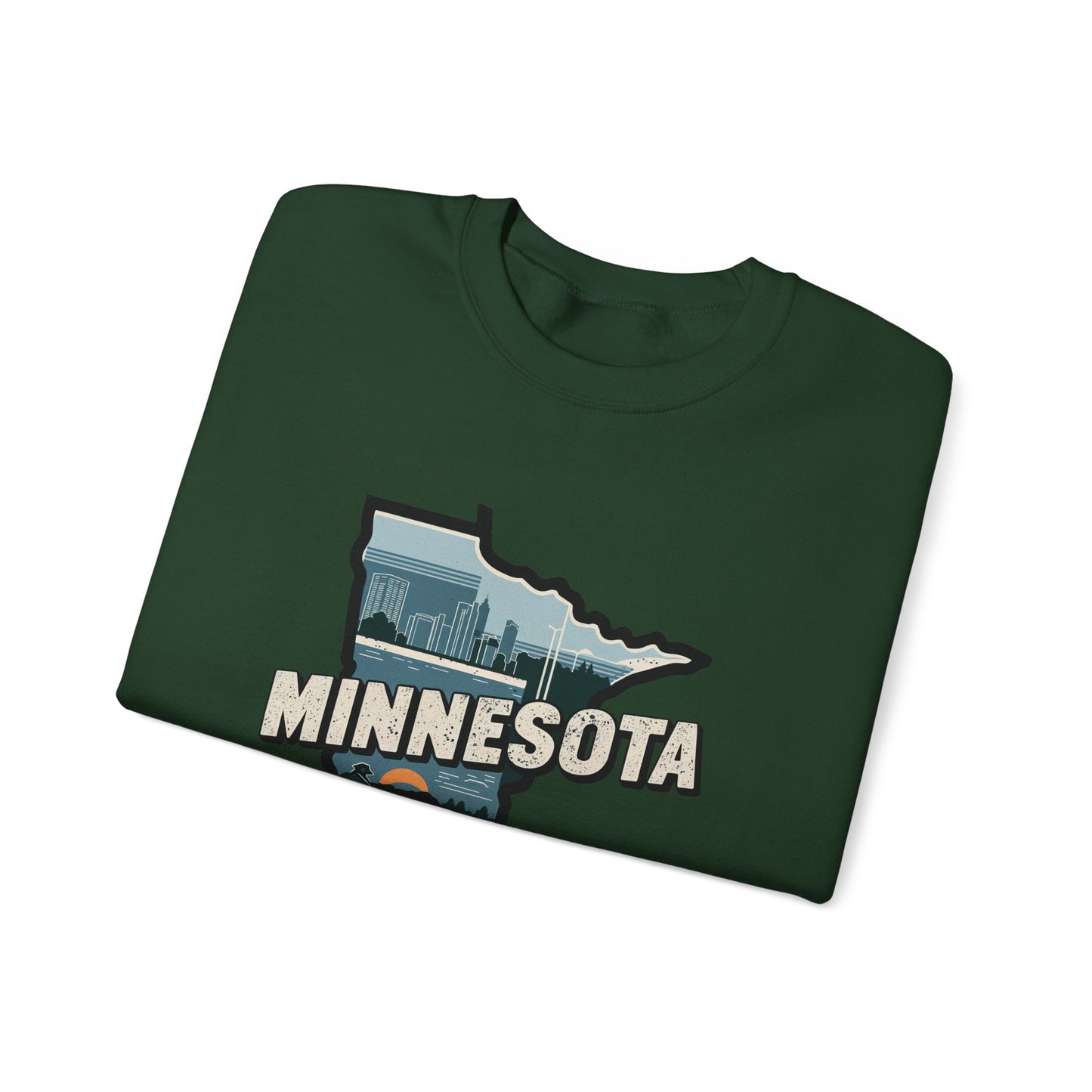 Minnesota state silhouette with skyline and loon Sweatshirt
