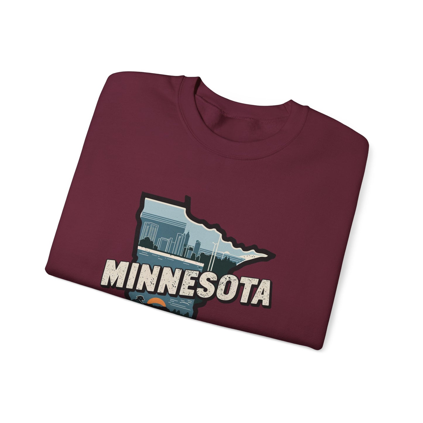 Minnesota state silhouette with skyline and loon Sweatshirt