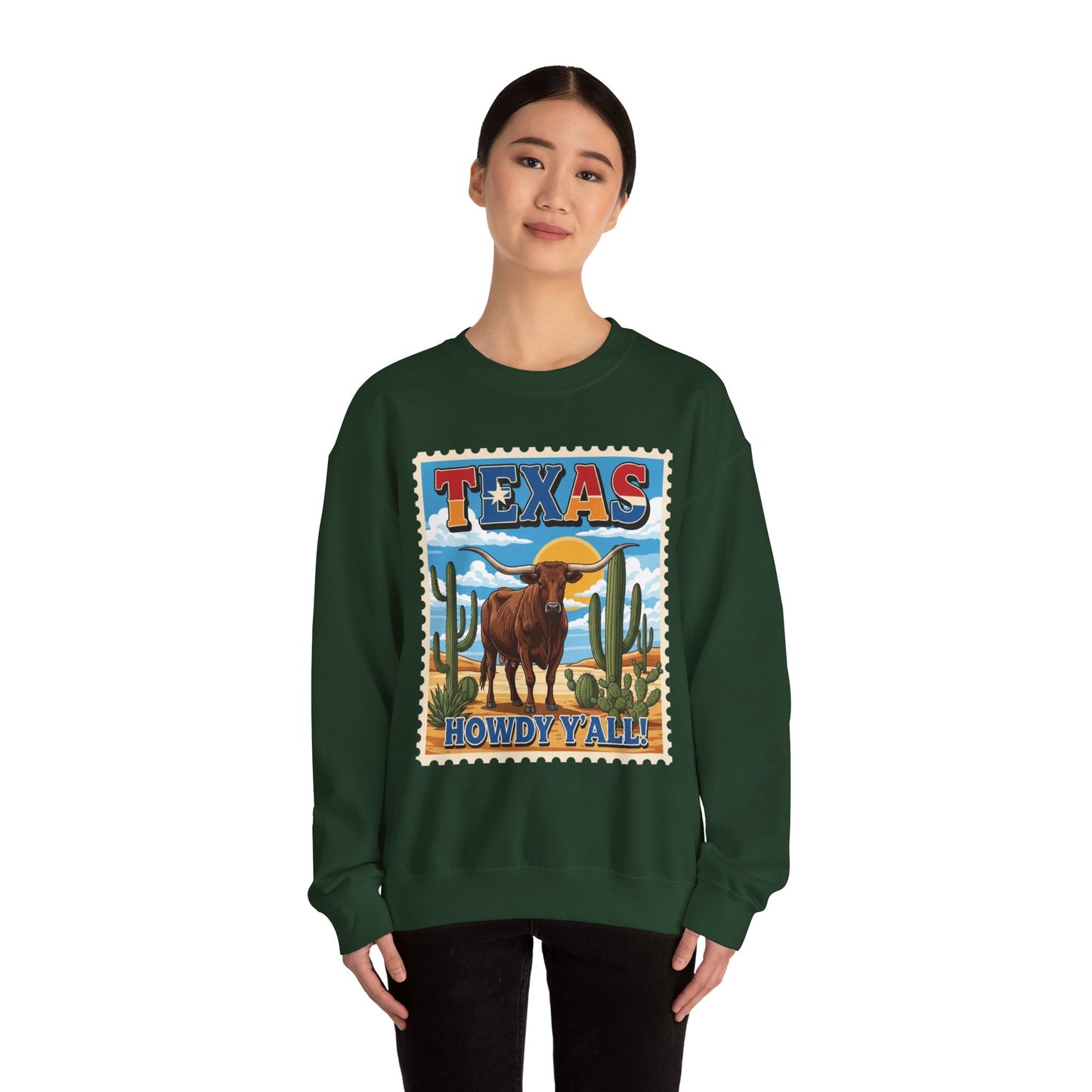 Texas Longhorn Illustration Crewneck Sweatshirt | Howdy Y'all Vintage Western