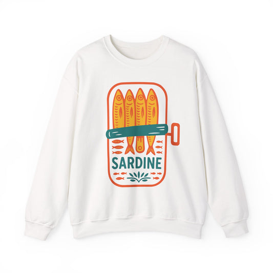 Sardine Can Illustration Sweatshirt | Retro Fish Graphic Crewneck