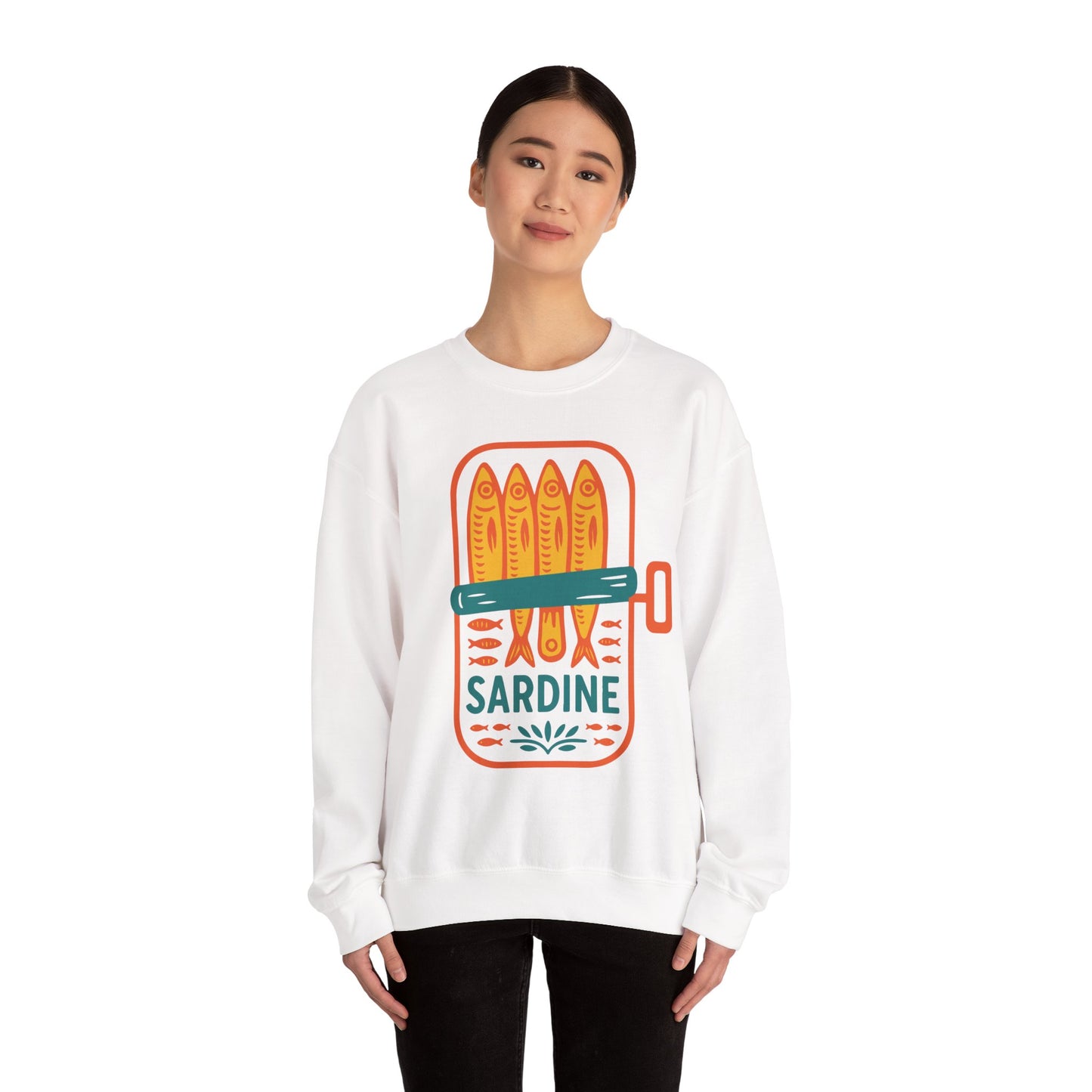 Sardine Can Illustration Sweatshirt | Retro Fish Graphic Crewneck
