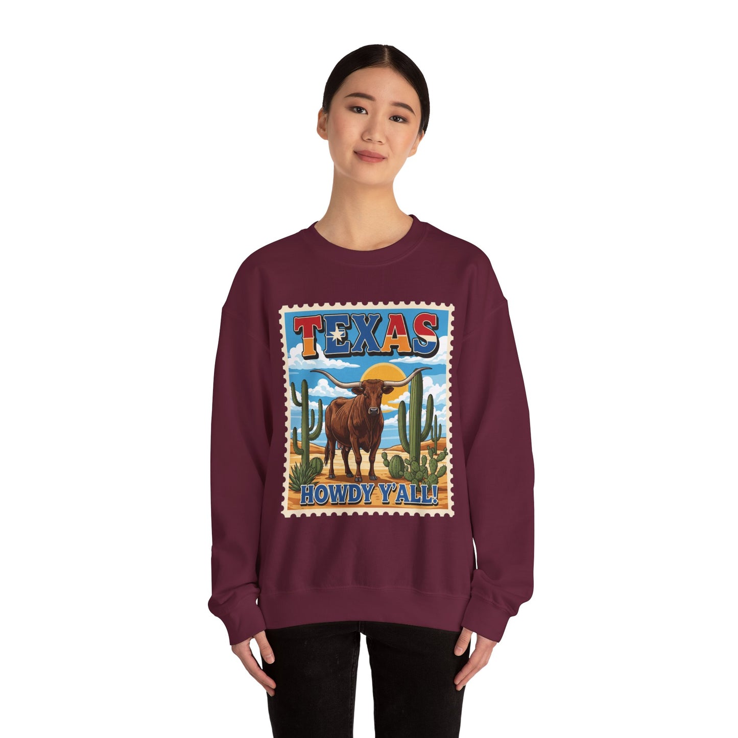 Texas Longhorn Illustration Crewneck Sweatshirt | Howdy Y'all Vintage Western