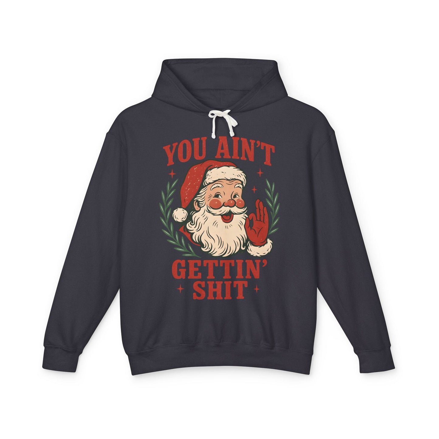 Santa Humor Unisex Lightweight Hooded Sweatshirt