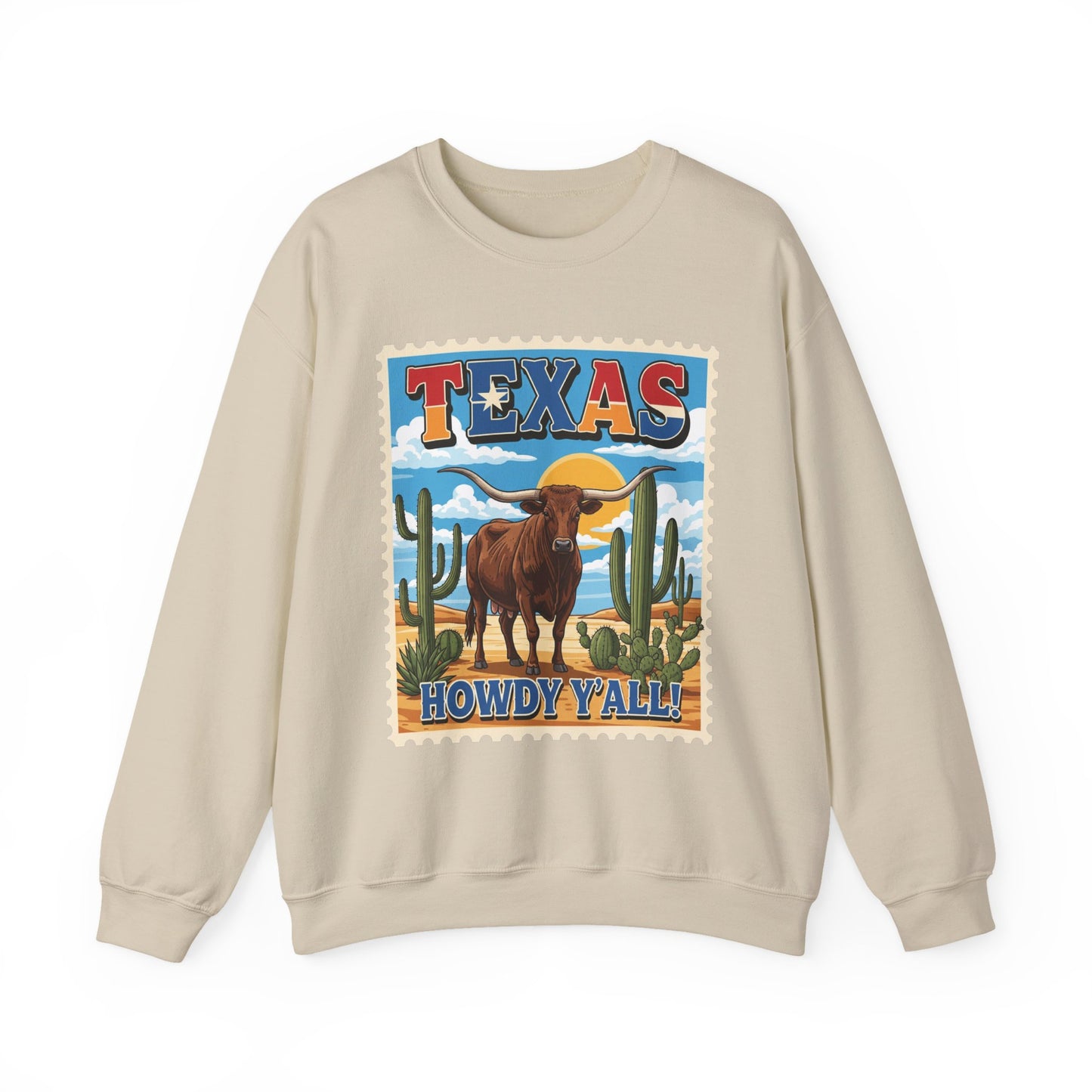 Texas Longhorn Illustration Crewneck Sweatshirt | Howdy Y'all Vintage Western