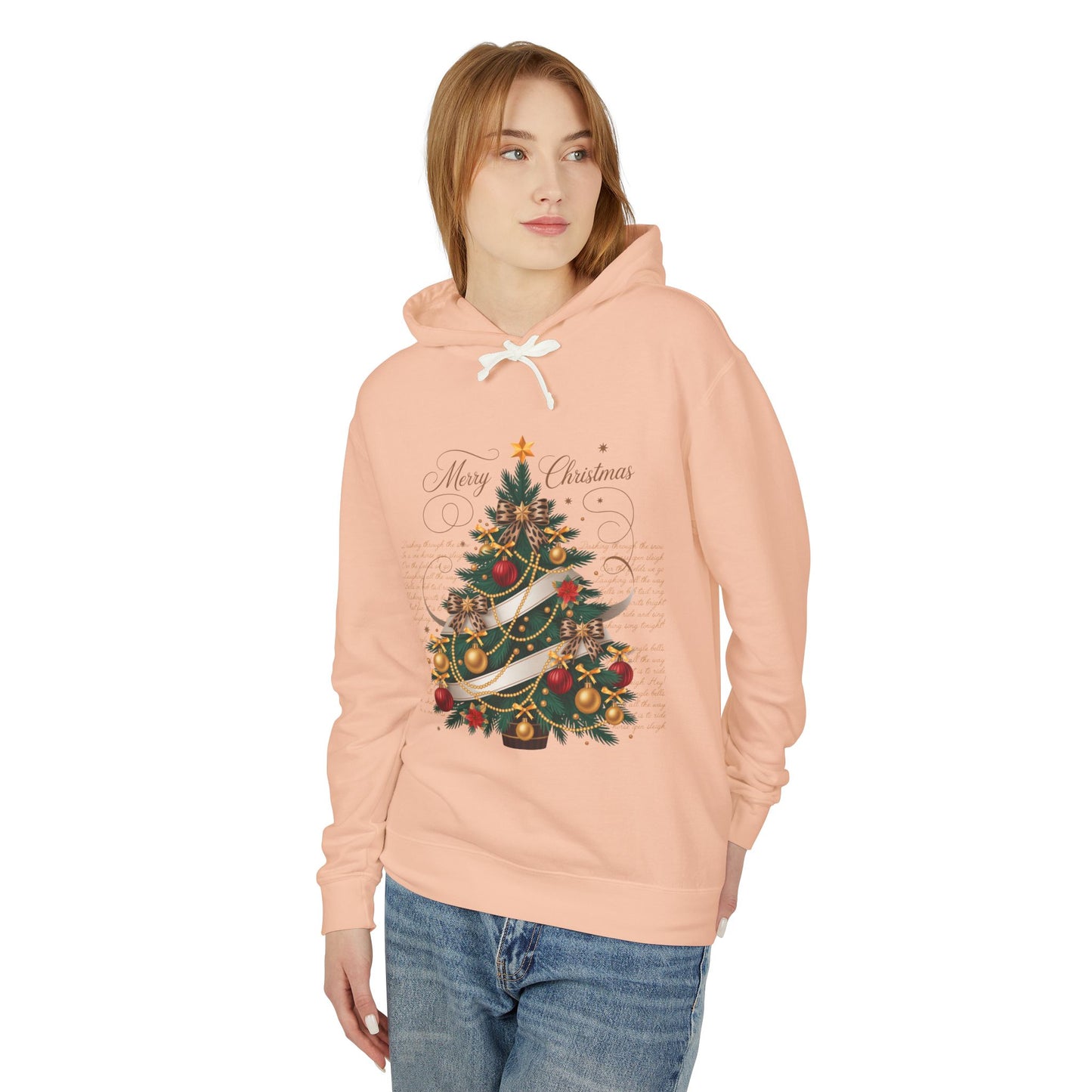 Merry Christmas Unisex Lightweight Hooded Sweatshirt