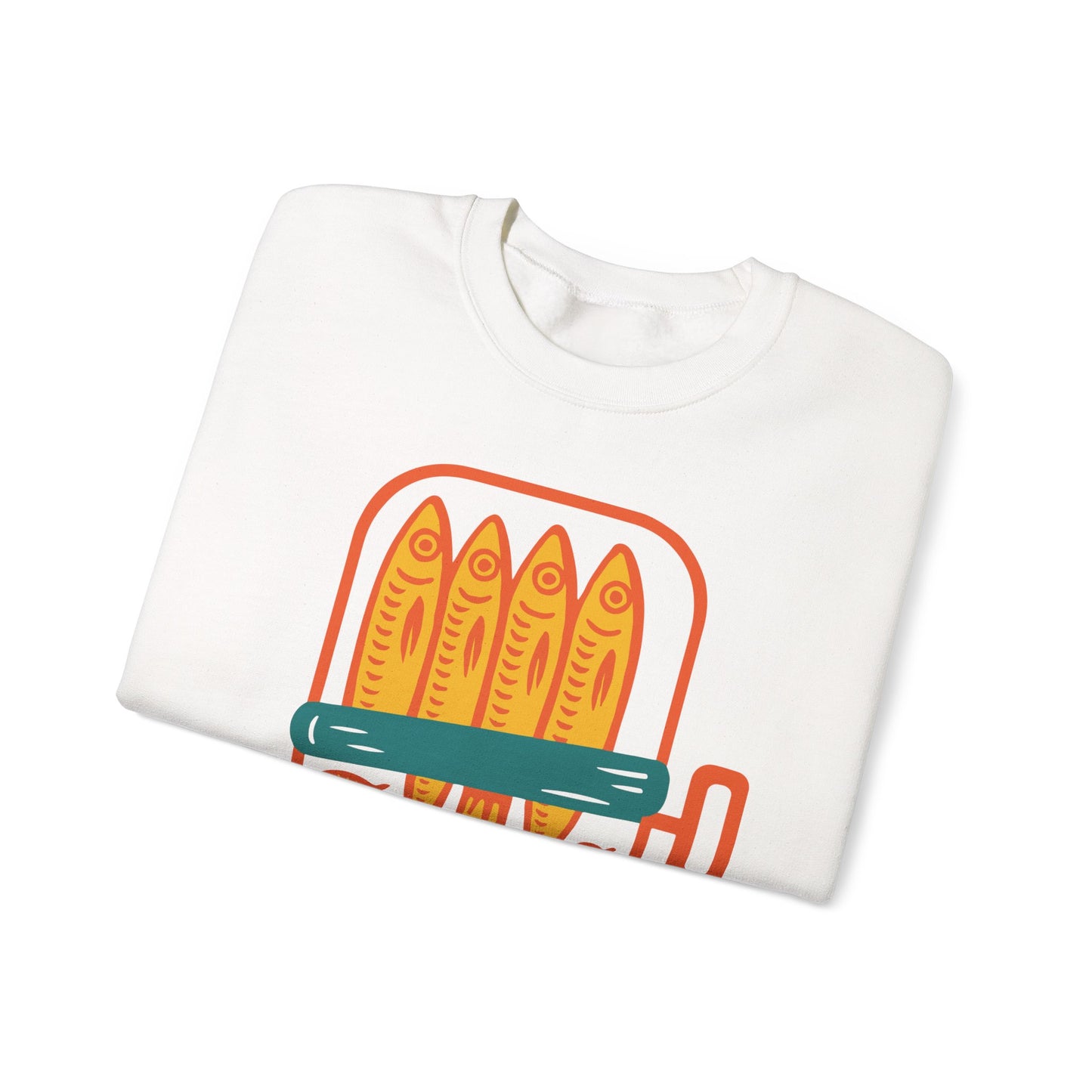 Sardine Can Illustration Sweatshirt | Retro Fish Graphic Crewneck