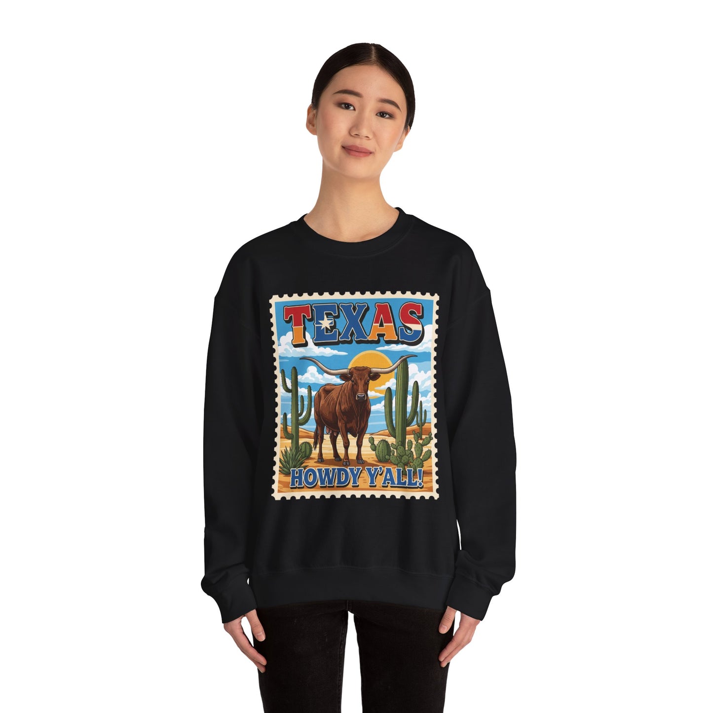 Texas Longhorn Illustration Crewneck Sweatshirt | Howdy Y'all Vintage Western