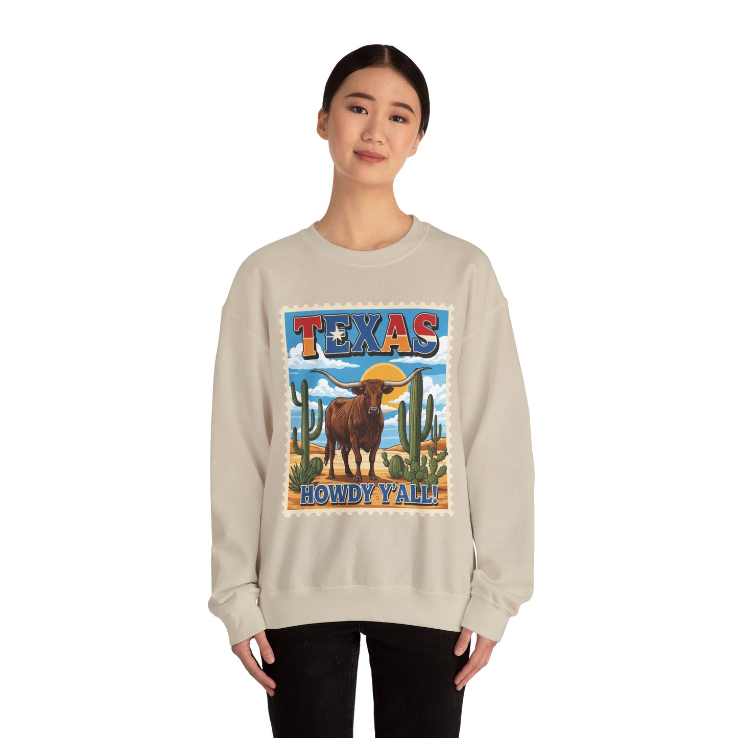 Texas Longhorn Illustration Crewneck Sweatshirt | Howdy Y'all Vintage Western