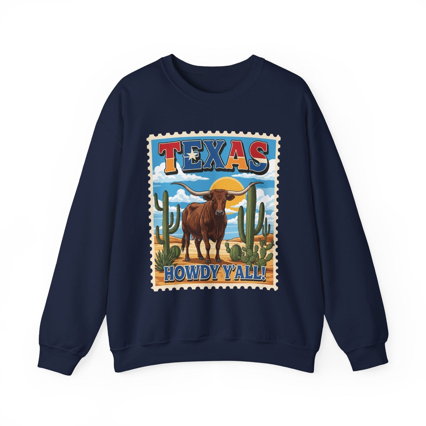 Texas Longhorn Illustration Crewneck Sweatshirt | Howdy Y'all Vintage Western