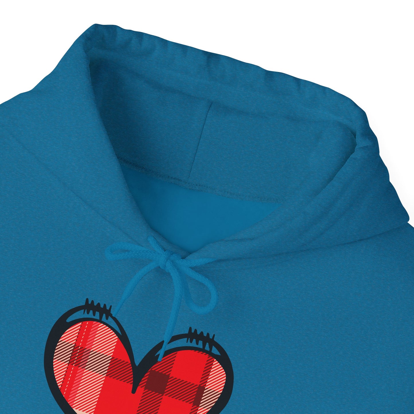 Love Hoodie with Plaid Heart on Front and Bold Love Design on Back