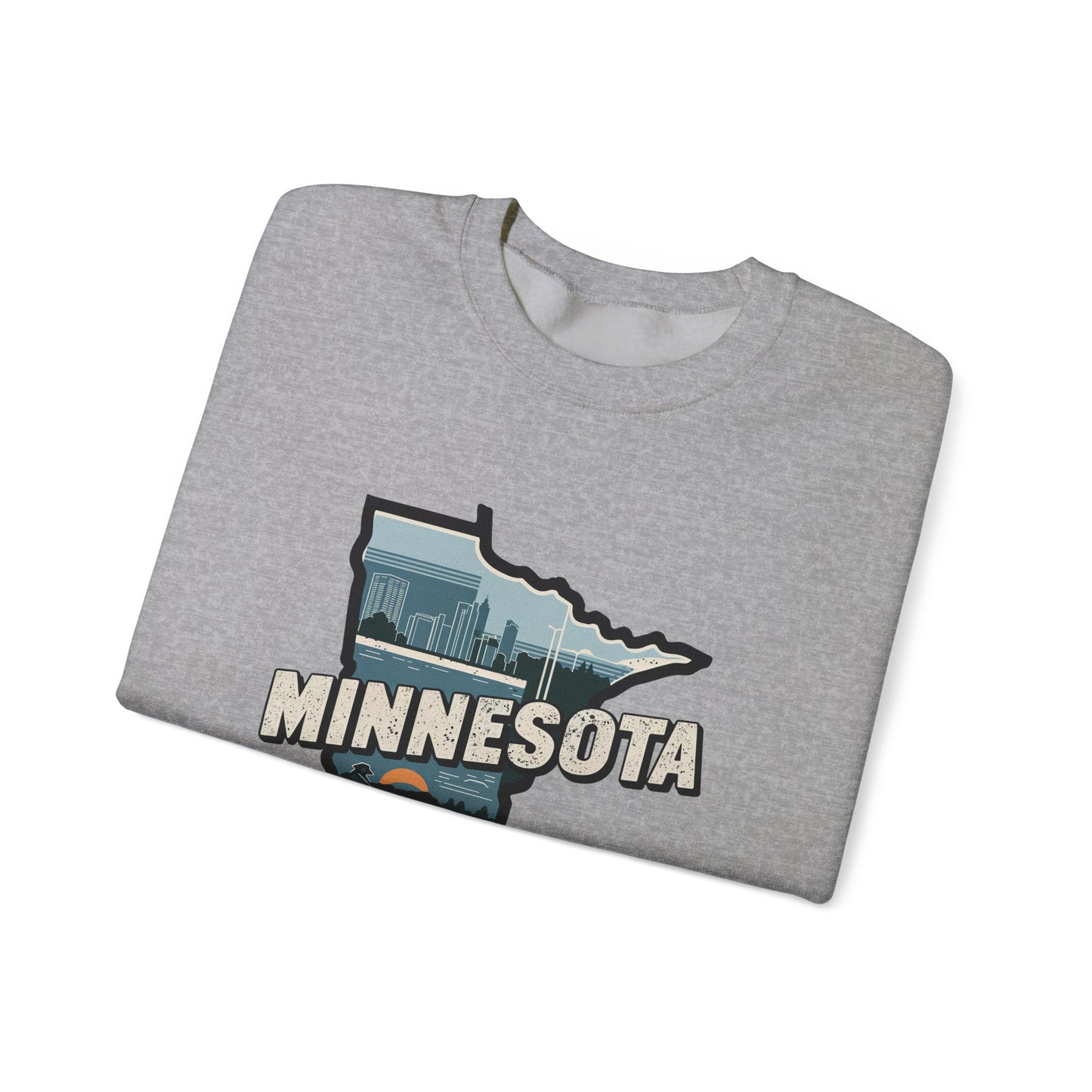 Minnesota state silhouette with skyline and loon Sweatshirt