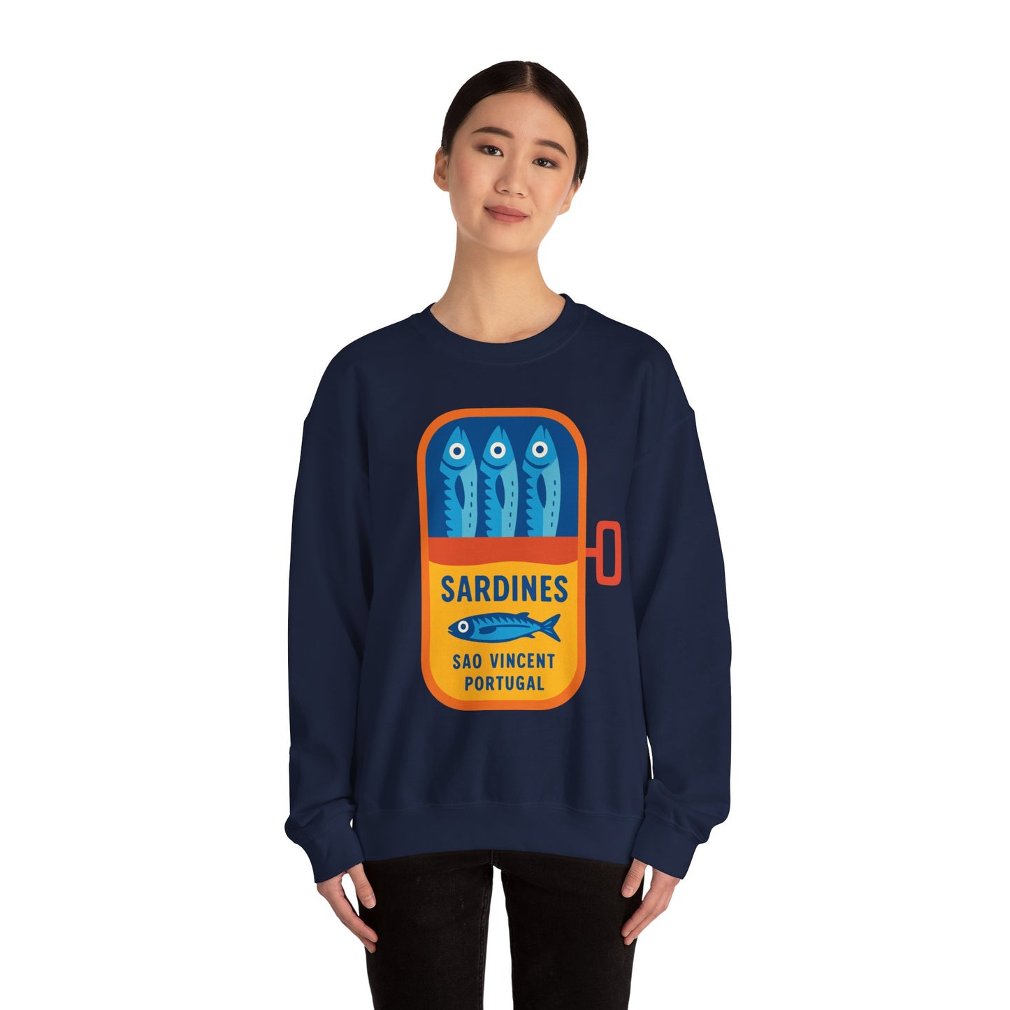 Sardines in a Can Sweatshirt | Retro Fish Can Illustration