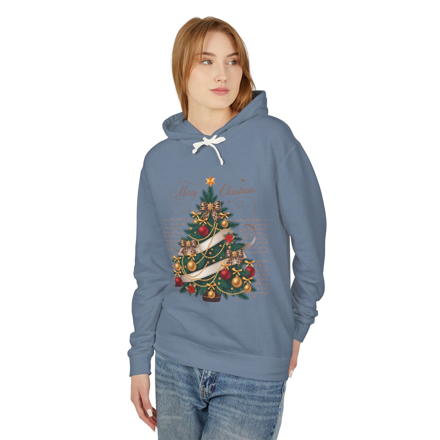 Merry Christmas Unisex Lightweight Hooded Sweatshirt