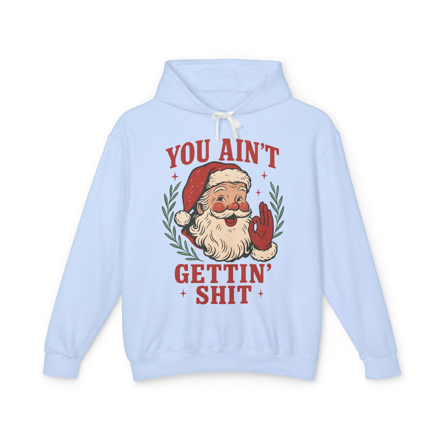 Santa Humor Unisex Lightweight Hooded Sweatshirt