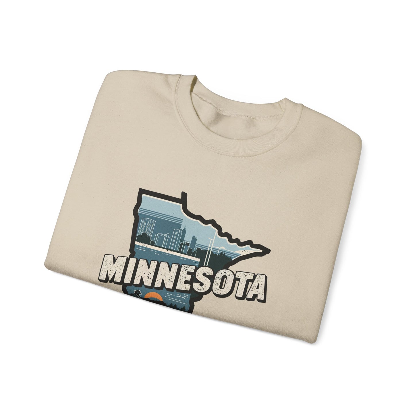 Minnesota state silhouette with skyline and loon Sweatshirt