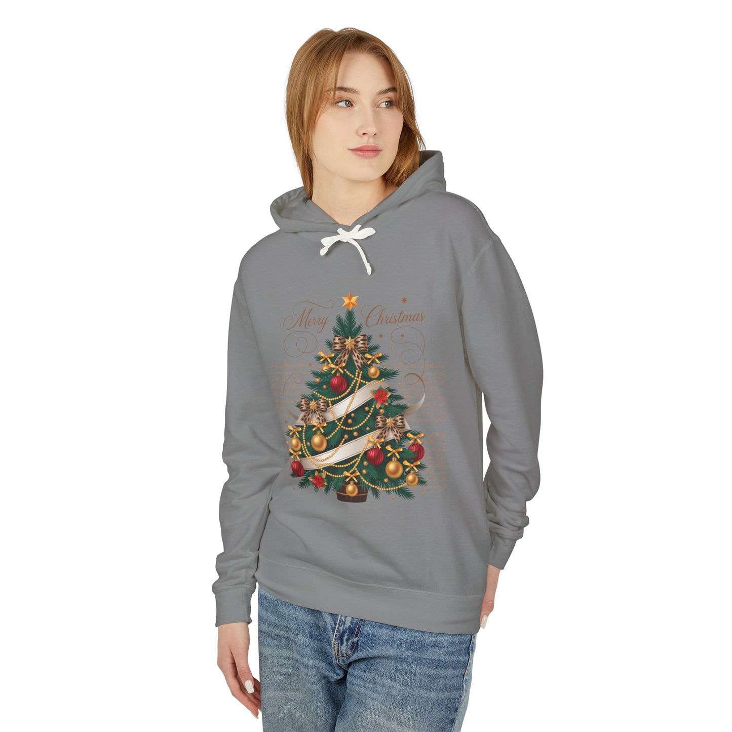 Merry Christmas Unisex Lightweight Hooded Sweatshirt