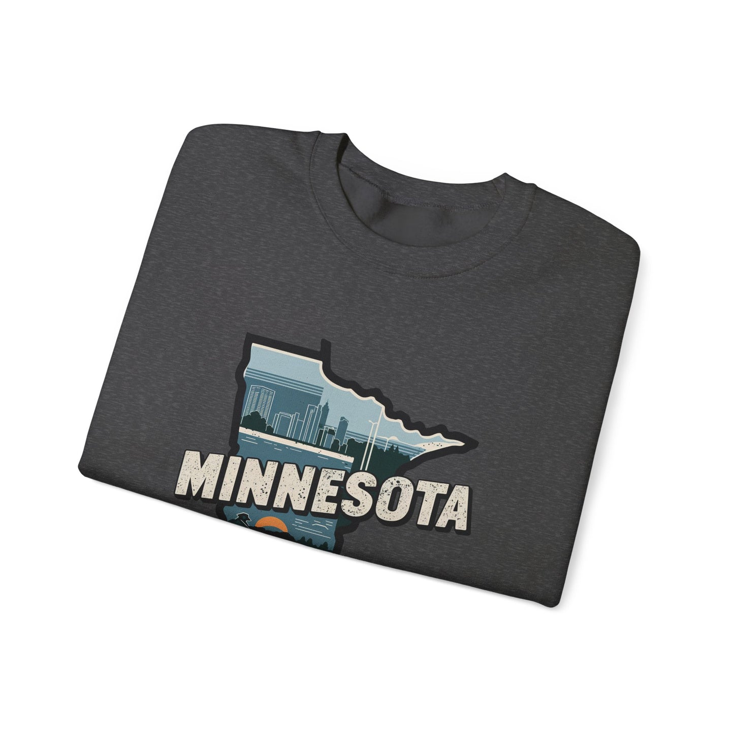 Minnesota state silhouette with skyline and loon Sweatshirt
