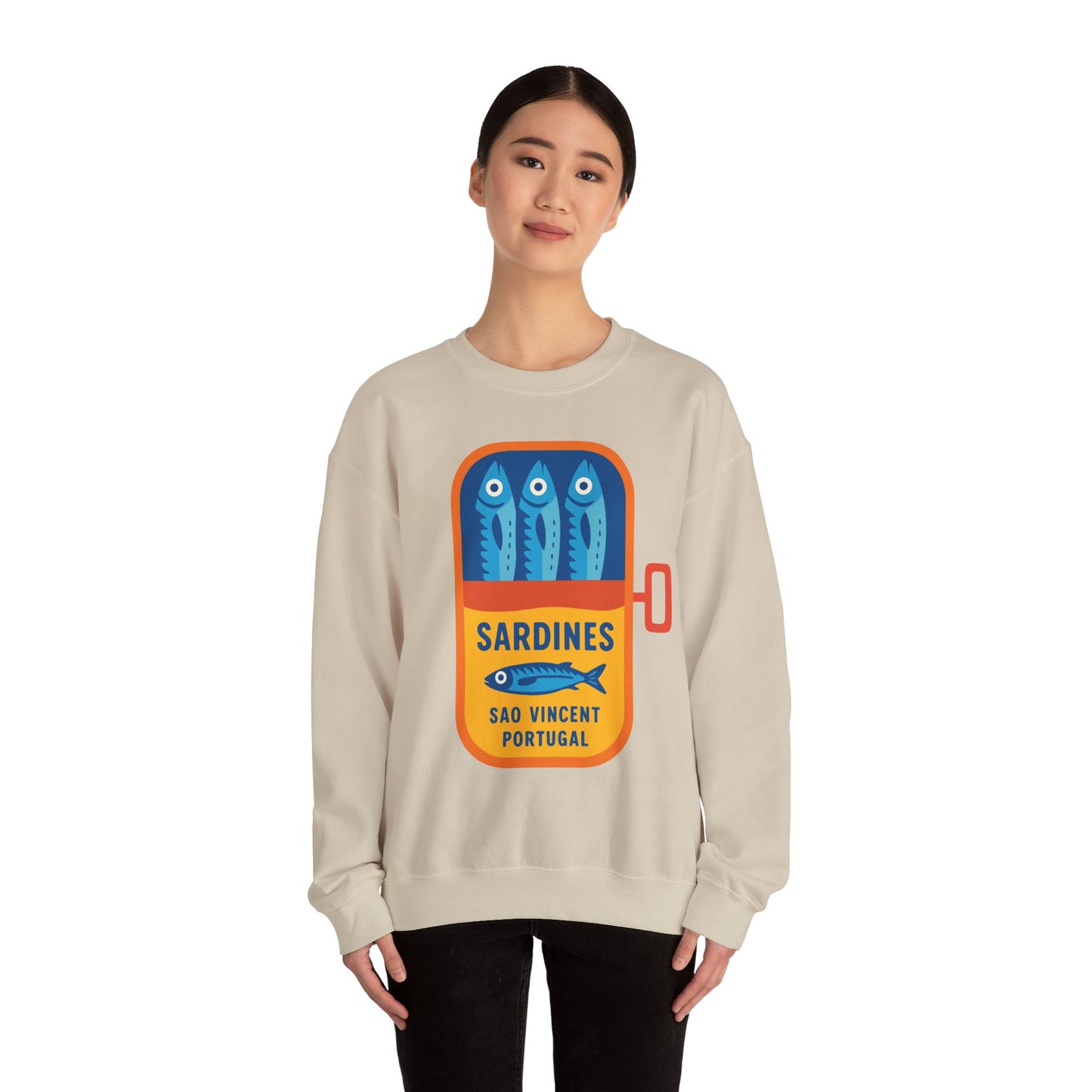 Sardines in a Can Sweatshirt | Retro Fish Can Illustration