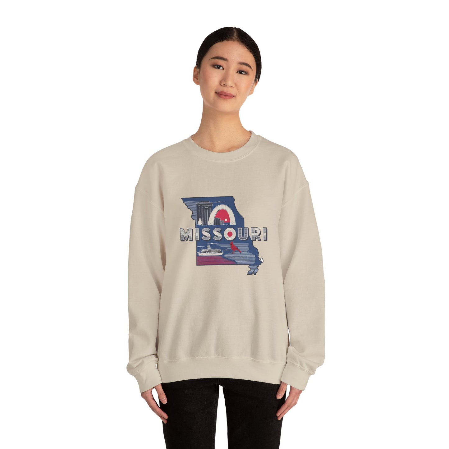 Missouri State Map Retro Arch Crewneck Sweatshirt
