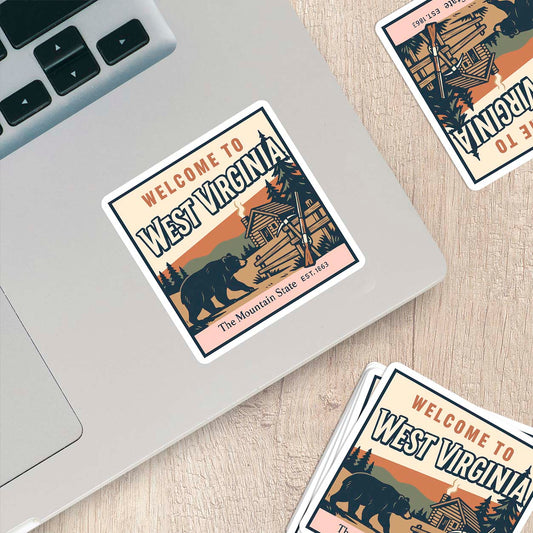 Welcome to West Virginia Vinyl Sticker – Vintage State Travel Decal