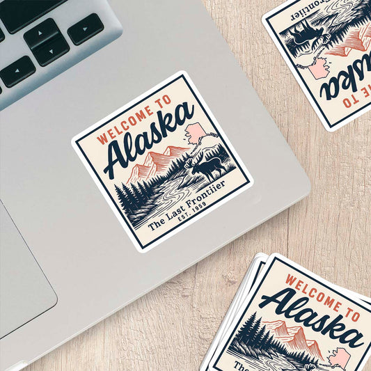 Welcome to Alaska Vinyl Sticker – Vintage State Travel Decal