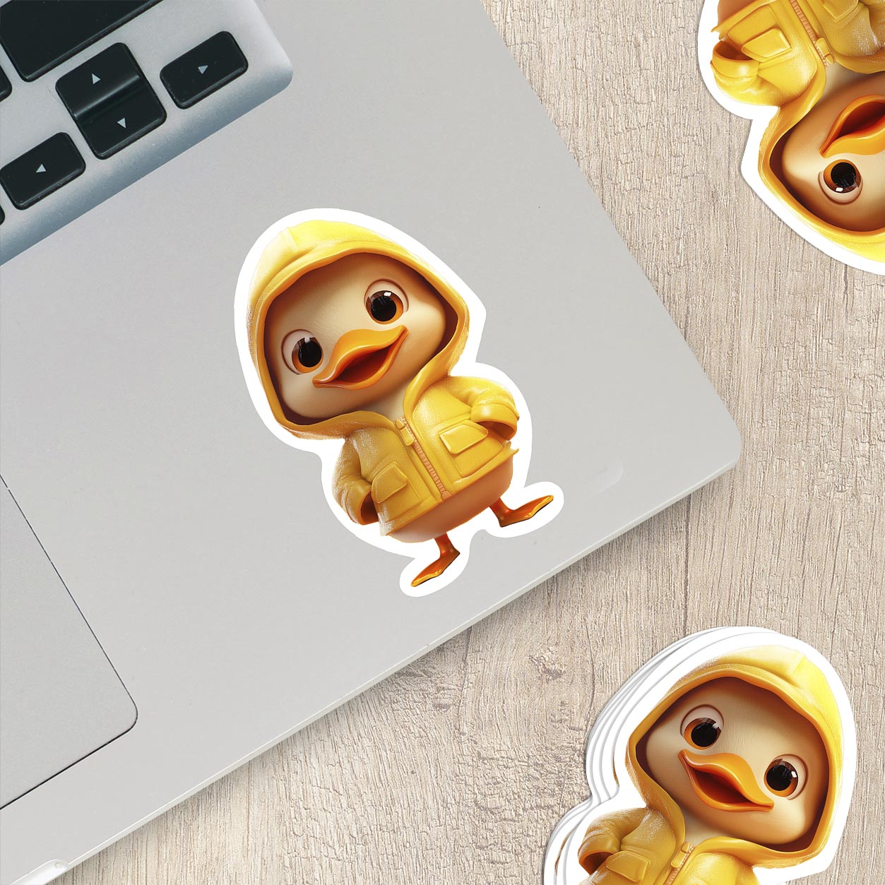 Cute Yellow Duck in Rainjacket – Weatherproof Vinyl Sticker for Any Surface!