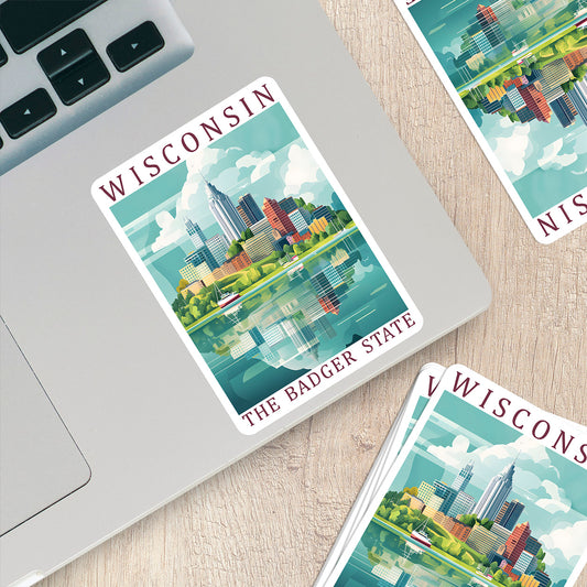 Wisconsin Vinyl Sticker – The Badger State Vintage Travel Decal