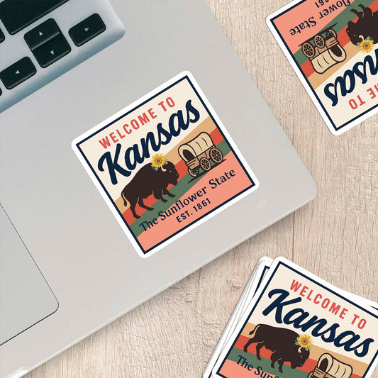 Welcome to Kansas Vinyl Sticker – Vintage State Travel Decal