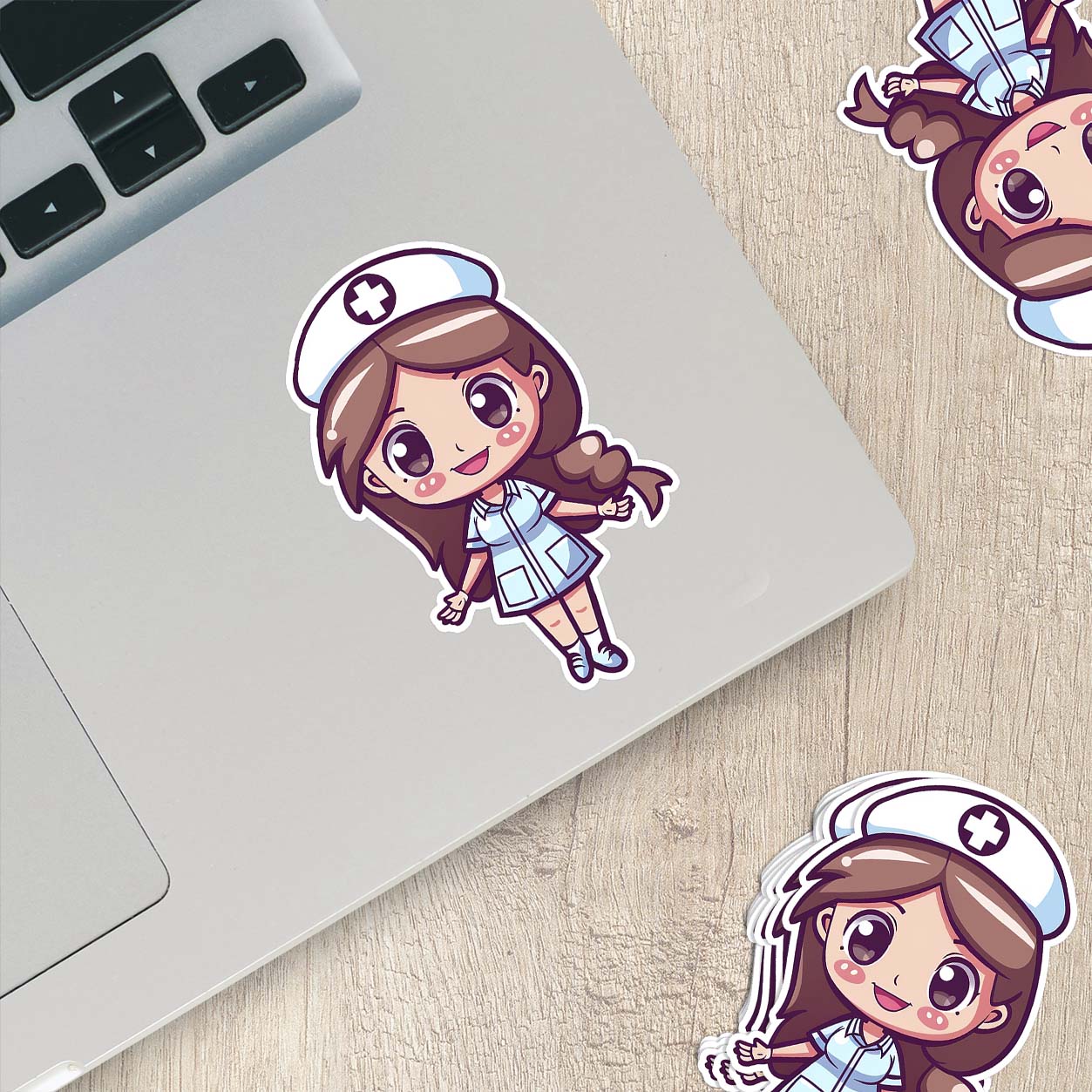 Cute Nurse Sticker – Weatherproof Vinyl for Water Bottles, Laptops & More
