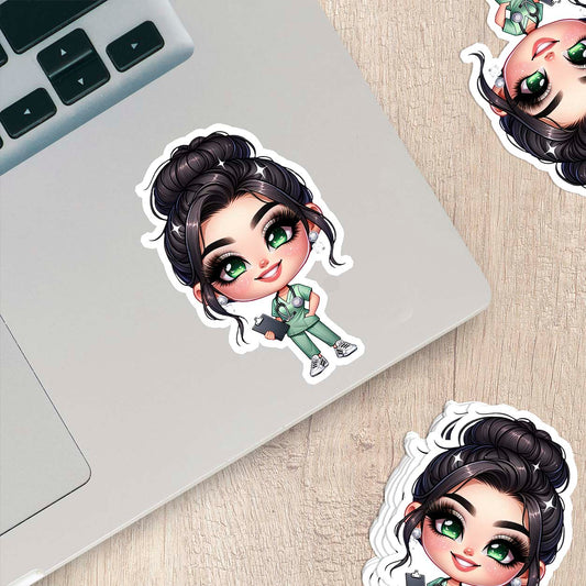 Cute Nurse Sticker – Weatherproof Vinyl for Water Bottles, Laptops & More