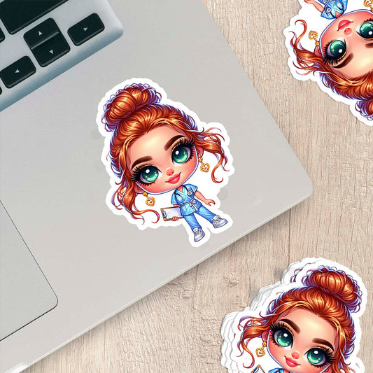 Cute Nurse Sticker – Weatherproof Vinyl for Water Bottles, Laptops & More