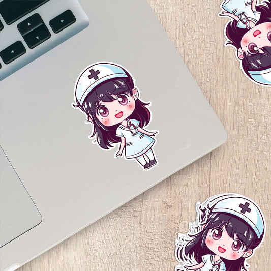 Cute Nurse Sticker – Weatherproof Vinyl for Water Bottles, Laptops & More