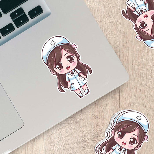 Cute Nurse Sticker – Weatherproof Vinyl for Water Bottles, Laptops & More